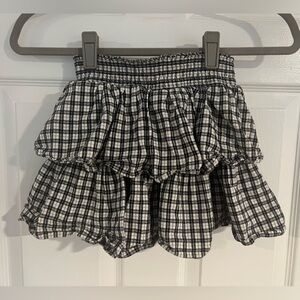 J.Crew Crewcuts Skirt smocked skirt cotton Black White Ruffle tiered sz 6 7 EUC